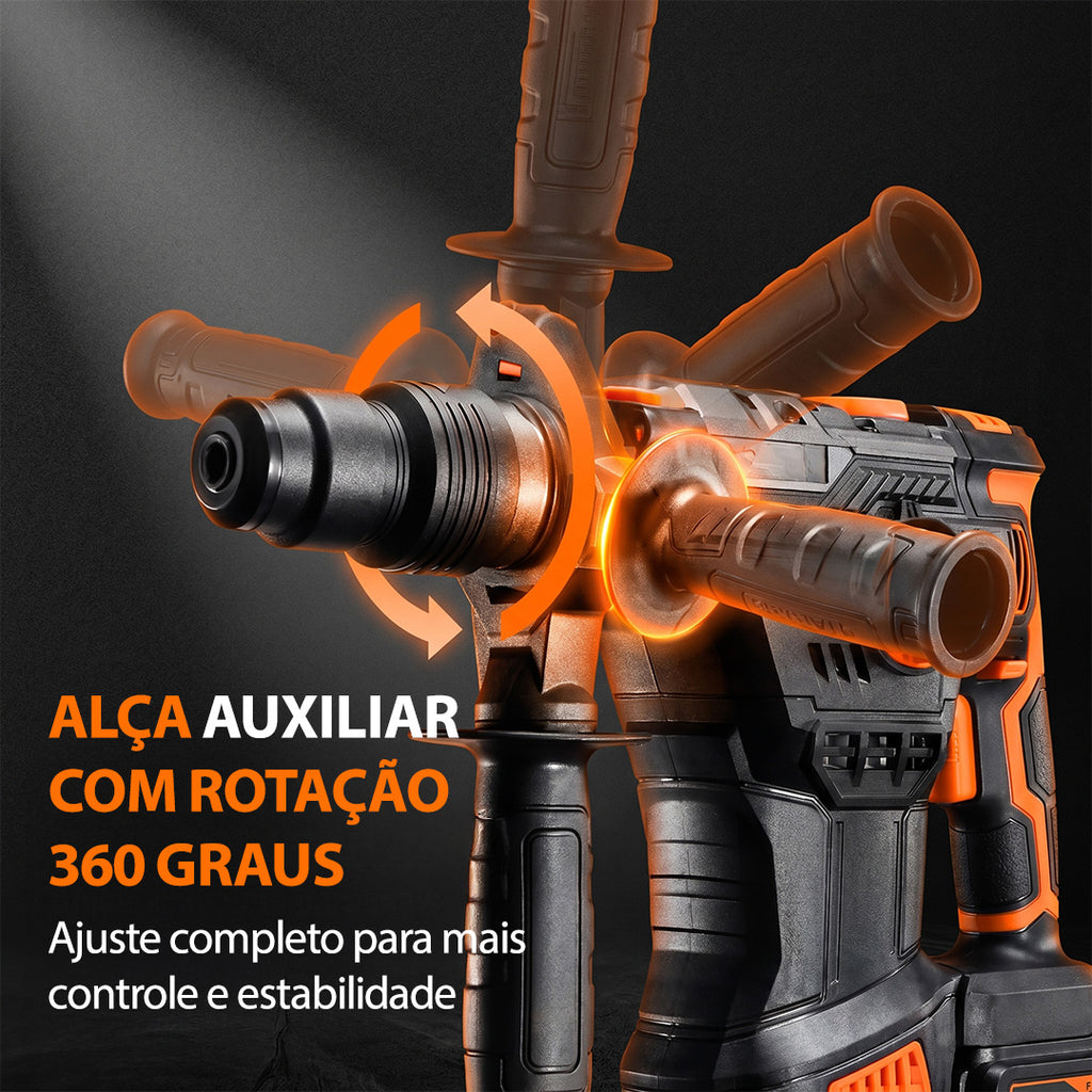 Martelete Rotativo Concrex 4 em 1 — Perfura Concreto, 4 Brocas Inclusas + BRINDES: Óculos de Proteção e Protetor Auricular