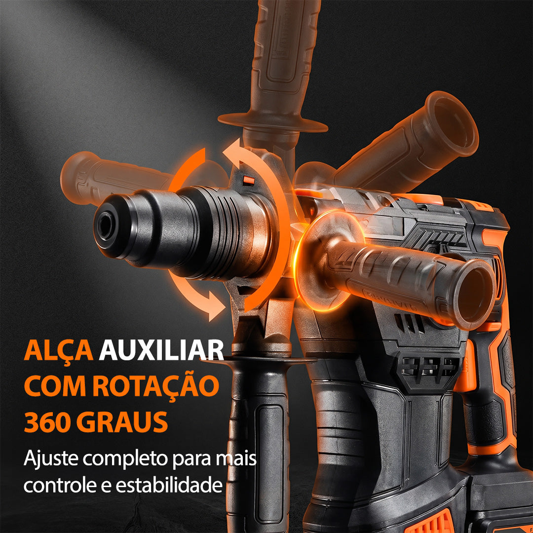 Martelete Rotativo Concrex 4 em 1 — Perfura Concreto, 4 Brocas Inclusas + BRINDES: Óculos de Proteção e Protetor Auricular