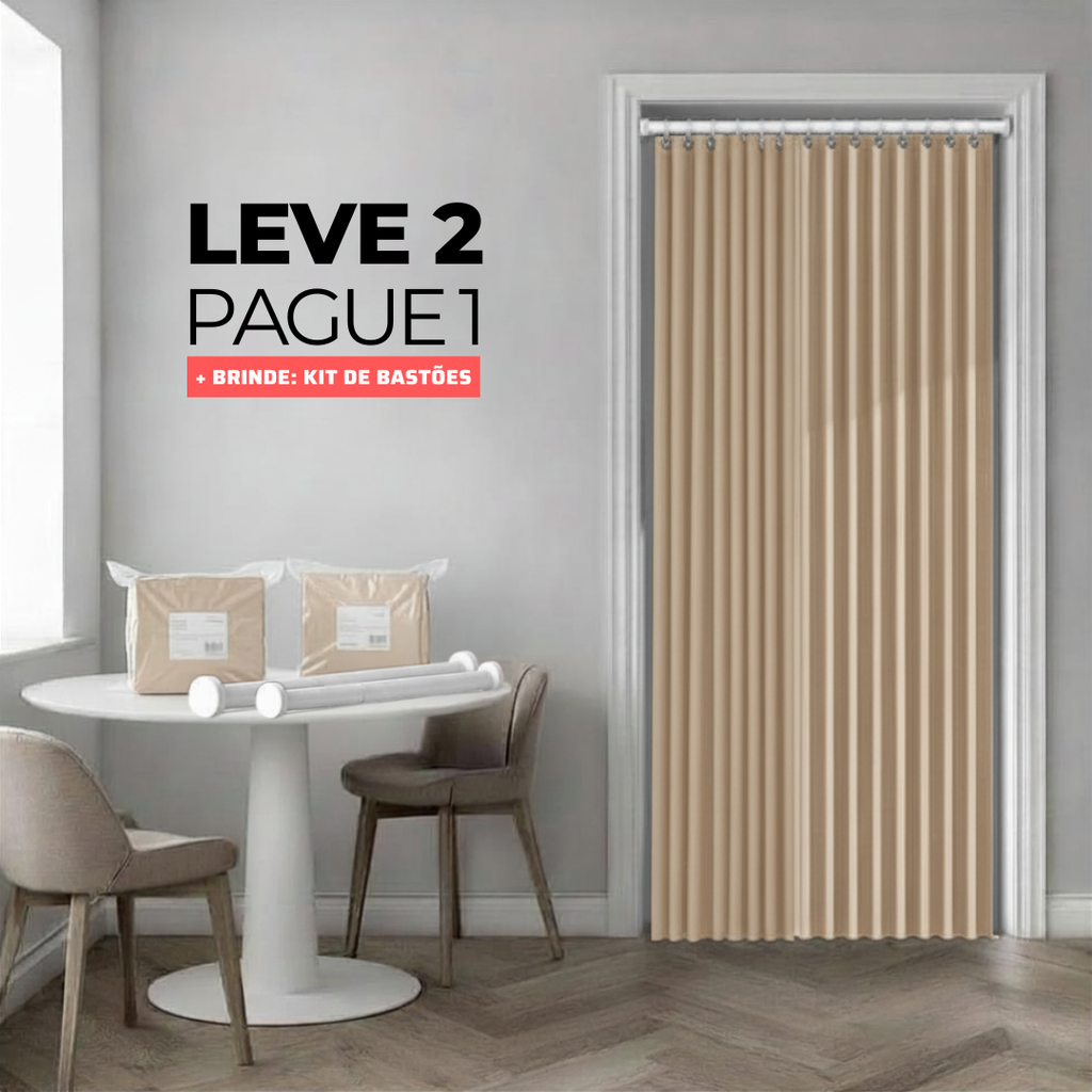 [LEVE 2 PAGUE 1] Cortina Blackout Privella com Ímã - Não Precisa Furar a Parede + BRINDE: Kit Bastões