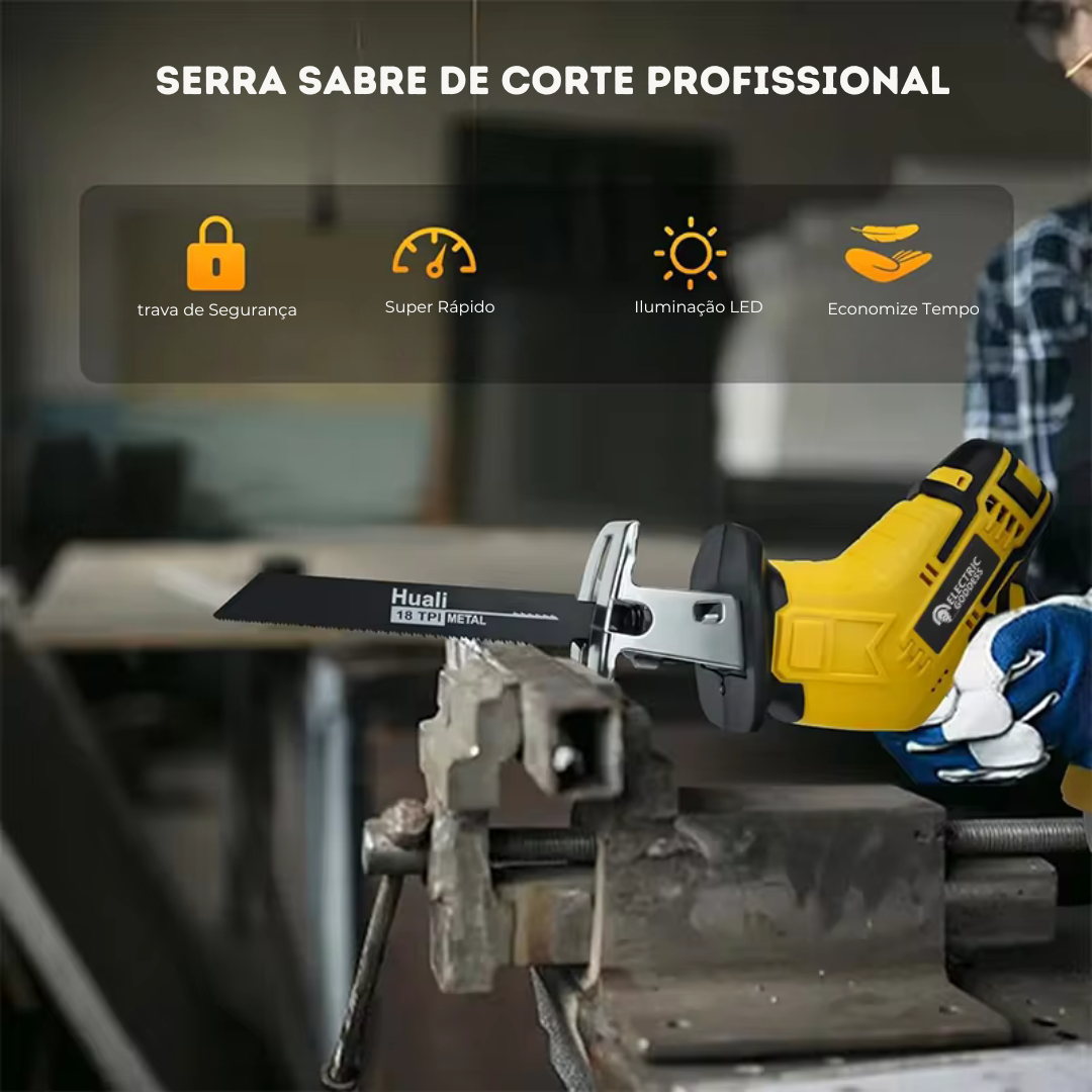 Serra Sabre G63 Multiuso, 4 Lâminas de Inox Inclusas, Bateria Dupla + BRINDE: Óculos de Proteção e Luva