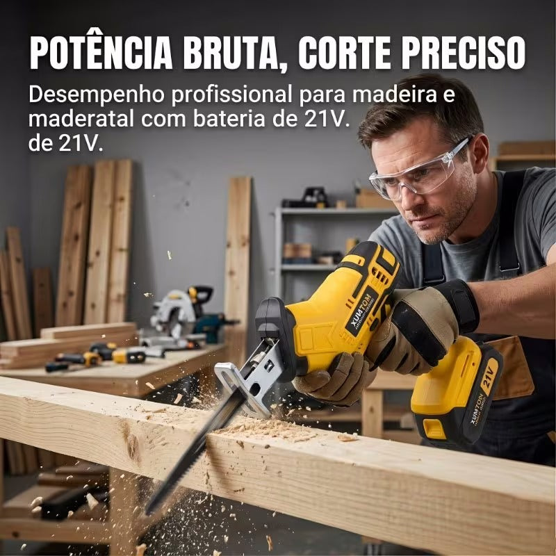 Serra Sabre G63 Multiuso, 4 Lâminas de Inox Inclusas, Bateria Dupla + BRINDE: Óculos de Proteção e Luva