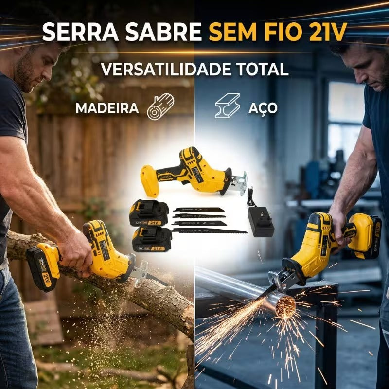 Serra Sabre G63 Multiuso, 4 Lâminas de Inox Inclusas, Bateria Dupla + BRINDE: Óculos de Proteção e Luva