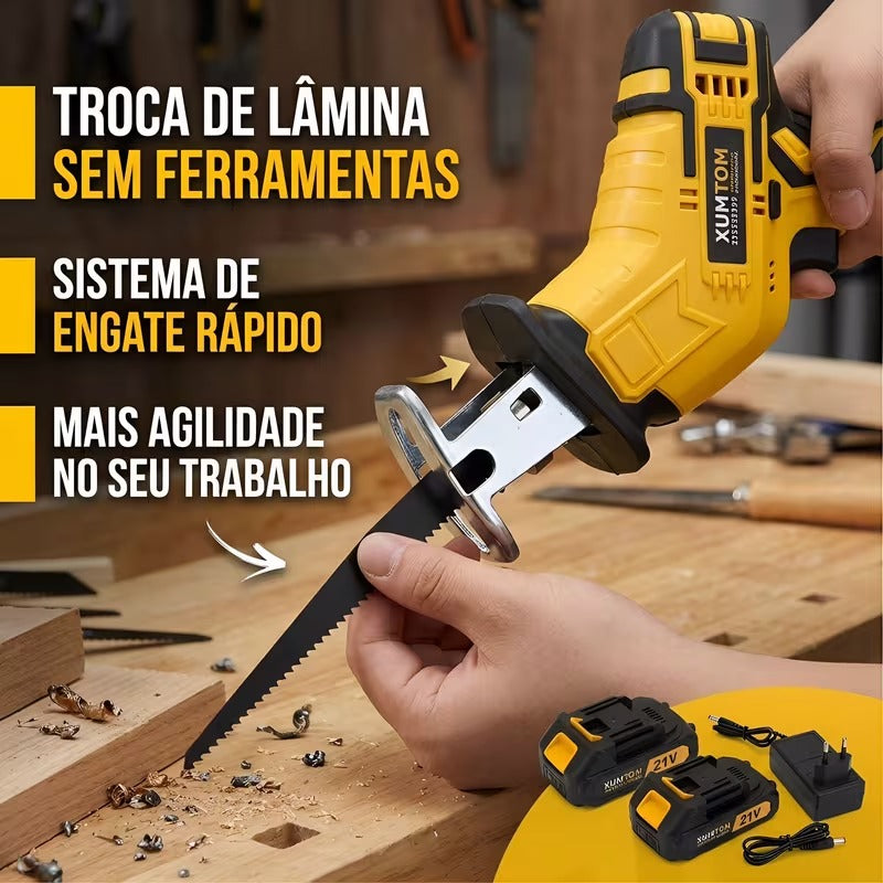 Serra Sabre G63 Multiuso, 4 Lâminas de Inox Inclusas, Bateria Dupla + BRINDE: Óculos de Proteção e Luva